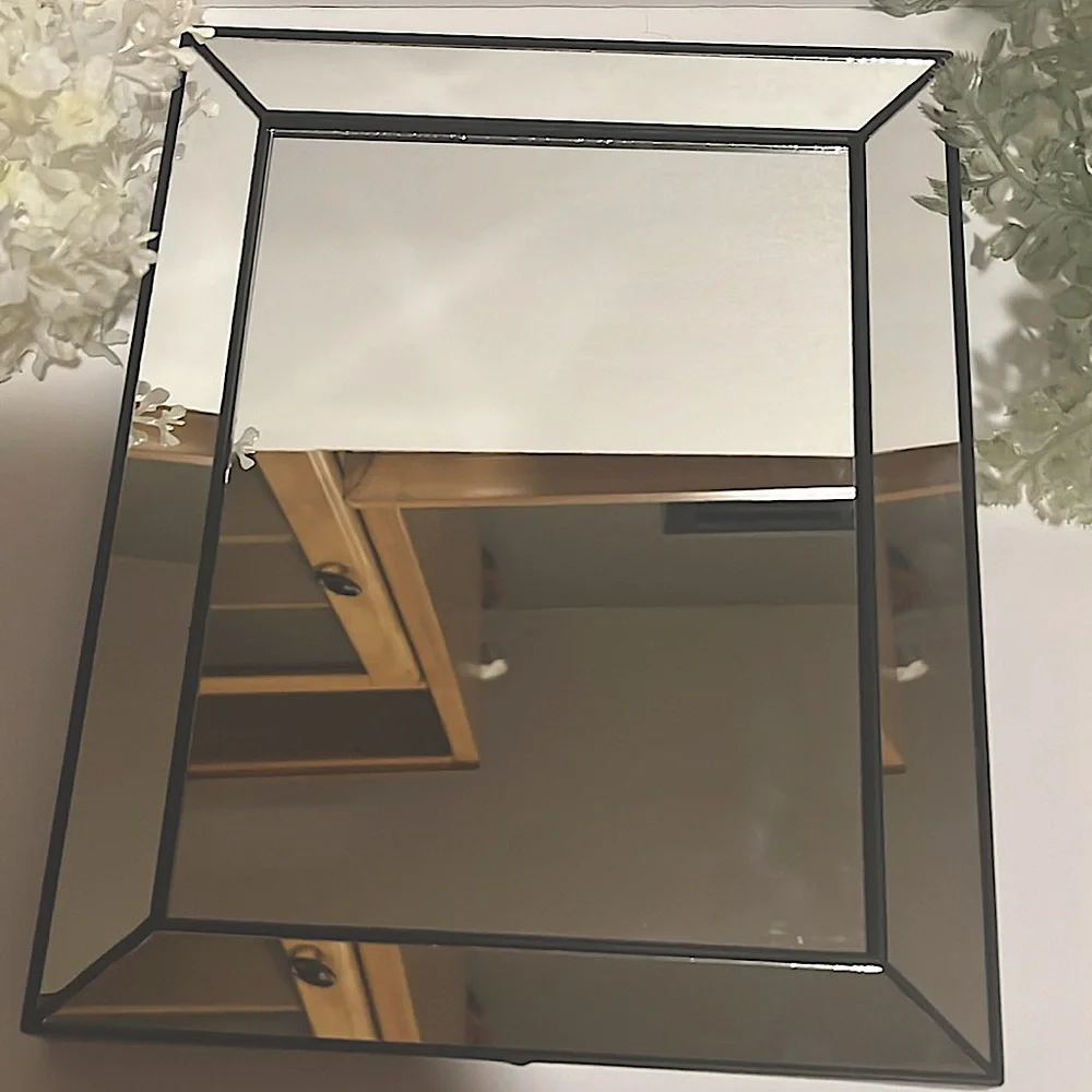 Nwt mirror beautiful style black trim 8”x 10” light weight ready to hang on wall
